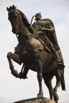 Albania, Tirana, Equestrian Statue of Skanderbeg, the national hero.
