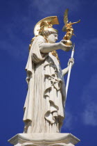 Austria, Vienna, Statue of Athena in front of Parliament.