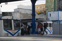 Turkey, Istanbul, Sultanahmet, Istanbul Sirkeci Terminal. Passengers boarding commuter train. Sirkeci is a terminus main station of the Turkish State Railways or TCDD in Sirkeci, on the European part...