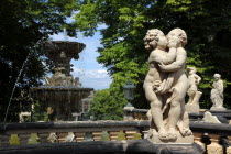 GERMANY, Saxony, Dresden, The restored Baroque Zwinger Palace gardens originally built between 1710 and 1732 after a design by Matthus Daniel Pppelmann in collaboration with sculptor Balthasar Permo...