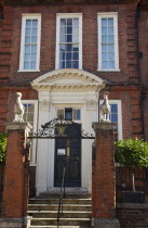 England, West Sussex, Chichester, Pallant House Art Gallery, entrance of the original Queen Anne period building.