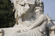 Austria, Vienna, Neubau District, Detail of statue. 