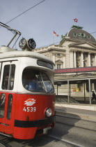 Austria, Vienna, Neubau District, Early model of Wiener Linien tram at the Volkstheater.