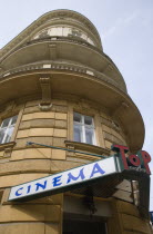 Austria, Vienna, Neubau District, Art Deco era Cinema facade.    