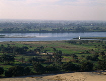 Egypt, Nile, Valley, Beni Hassan, View over fertile agricultural land in the River Nile flood plain.