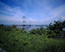 England, Gloucestershire, Severn Bridge toward Wales.