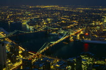 USA, New York, New York City, Manhattan, View over the city at night.