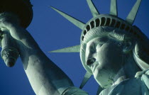 USA, New York, Liberty Island, Statue of Liberty, detail of head and crown.