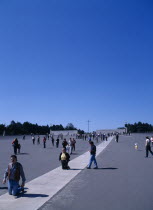 Portugal, Beira Litoral, Fatima, Worshippers crawling to the shine on the knees.