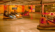 Entertainment, Funfairs, Rides, Dodgems illuminated at night.