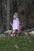 Festivals, Religious, Easter, Young Girl, Sarah Bleau, taking part in egg hunt, Keene, New Hampshire, USA.