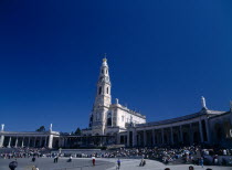 Portugal, Beira Litoral, Fatima, View of the church & shrine with pilgrims.