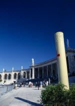 Portugal, Beira Litoral, Fatima, Large incense burning on the steps outside the main church.