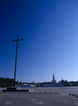 Portugal, Beira Litoral, Fatima, Tall Crucifix at the entrance to the shrine.