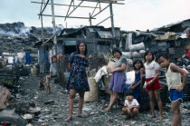 Philippines, Luzon Island, Manila, Smokey Mountain slum area with children living off rubbish tip.