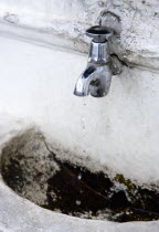 England, West Sussex, Bognor Regis, Free drinking water tap on the promenade beside the beach.