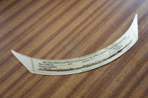 Climate, Weather, Measurements, Summer card for a CampbellStokes sunshine recorder or Stokes sphere used by weather observers to monitor the hours of sunshine and showing 9.6 hours duration burnt int...