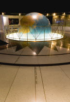 USA, New York, Manhattan, The revolving globe in the lobby of the Art Deco Daily News Building on 42nd Street in Midtown.