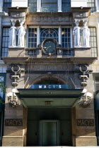 USA, New York, Manhattan, Caryatids guarding the original 34th Street entrance to Macys department store. **Editorial Use Only**
