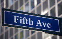 USA, New York, Manhattan, Road sign for Fifth 5th Avenue.