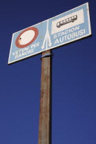 Albania, Tirane, Tirana, Sign for bus station.