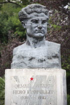 Albania, Tirane, Tirana, Portrait bust of Qemal Stafa, founding member of the Albanian Communist Party and active in the National Liberation Movement, Albania during World War II, he was killed by Ita...