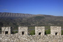 Albania, Berat, Ancient Castle crenellations.