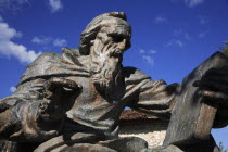 Albania, Berat, Statue of Onufri, painter of Icons in the Citadel museum.