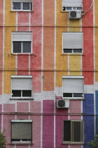 Albania, Tirane, Tirana, Colourful apartment buildings.