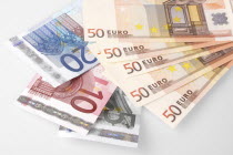 Banking, Finance, Money, Euro bank notes.