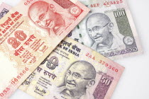 Banking, Finance, Money, Indian bank notes featuring Mahatma Gandhi.