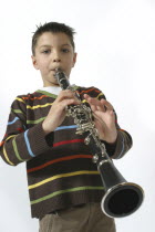 Music, Instruments, Woodwind, A school boy playing the clarinet.