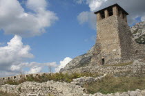 Albania, Kruja, Watchtower at Kruja Castle.