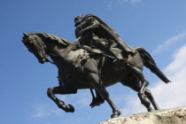 Albania, Tirane, Tirana, Equestrian statue of George Castriot Skanderbeg, the national hero of Albania.