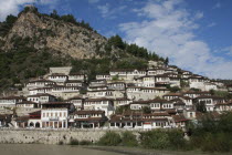 Albania, Berat, Ottoman houses overlooking the Osum River.