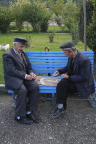 Albania, Berat, Old men playing dominos.