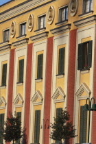 Albania, Tirane, Tirana, Detail of the facade to the Government buildings on Skanderbeg Square.