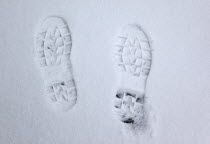 Weather, Winter, Boot prints in the fresh snow.