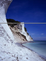 Denmark, Isle of Mon, Mons Klint, East facing chalk sea cliffs with flintstone beach.