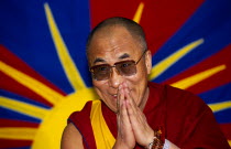 China, Tibet, Buddhism, The 14th Dalai Lama in exile speaking to followers.