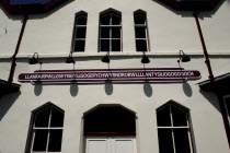 Wales, Angelsey, Llanfairpwllgwyngyllgogerychwyrndrobwllllantysiliogogooch, Longest place name in wales sign.