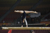 India, Delhi, 2010 Commonwealth Games, Female gymnastics, beam exercise.