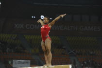 India, Delhi, 2010 Commonwealth Games, Female gymnastics, beam exercise.