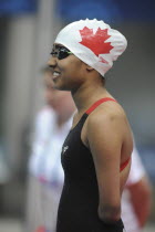 Sport, Watersport, Swimming, female paralympic competitor before race.