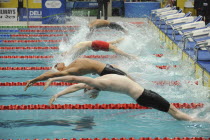 India, Delhi, 2010 Commonwealth games, Pool events, Swimming, back stroke race start.