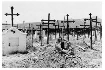 Bolivia, Santa Cruz, Vallegrande, Cemetery on the edge of the Vallegrande airstrip in which appears at centre, the unmarked grave of the Cuban revolutionary Tamara Bunke, better known as Tania. 1967.