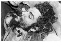 Bolivia, Santa Cruz, Vallegrande, Body of Che Guevara after insertion of formaldehyde, with forceps used to clamp the severed artery, late afternoon Monday 09 October 1967.