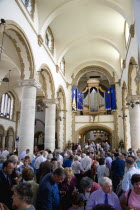 ENGLAND, Hampshire, Portsmouth, The Anglican Cathedral Church of St Thomas of Canterbury started in the 12th Century consecrated in 1927 and completed in 1980 with the nave full of people below the or...