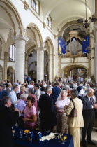 ENGLAND, Hampshire, Portsmouth, The Anglican Cathedral Church of St Thomas of Canterbury started in the 12th Century consecrated in 1927 and completed in 1980 with the nave full of people beneath the...