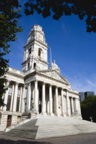 England, Hampshire, Portsmouth, Guildhall originally built in 1890 but rebuilt in 1959 after being bombed in 1941 during World War II.